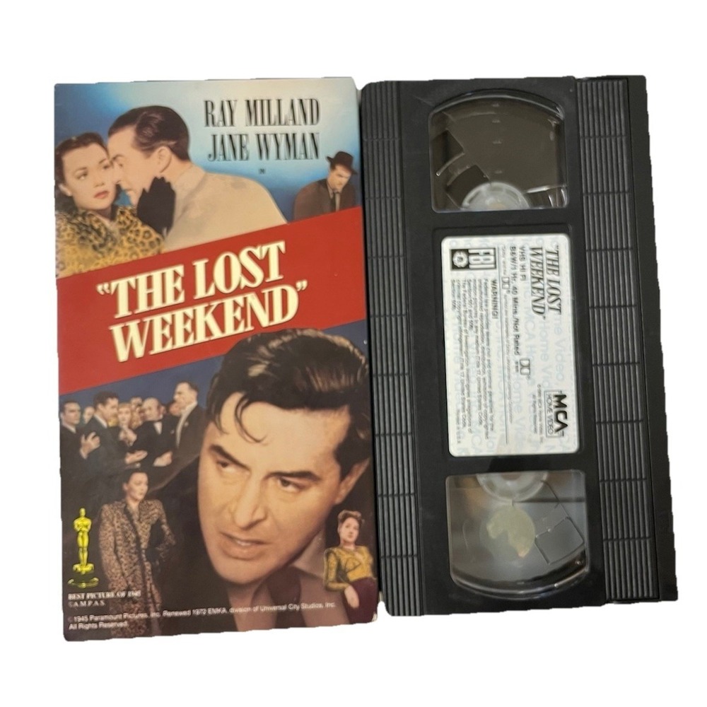 The Lost Weekend 1945 Noir Drama, Ray Milland, Jane Wyman, VHS